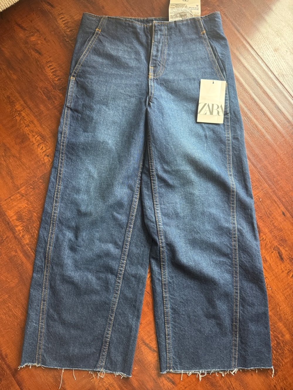 Zara Kids Girls Waistbandless Denim Jeans - Dark Blue